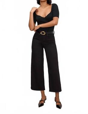 NEW GOOD AMERICAN good waist cropped palazzo jeans in black